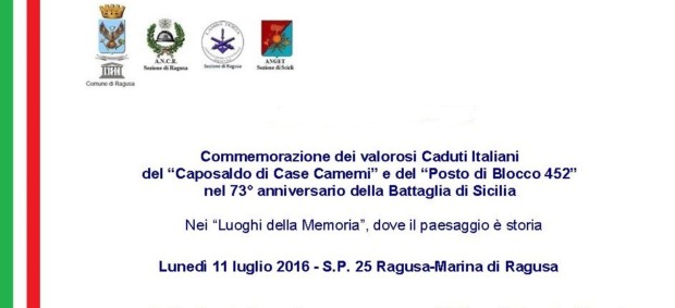 73° Anniversario della Battaglia di Sicilia, a Camemi e al Posto Di Blocco 452 si commemorano i valorosi caduti italiani