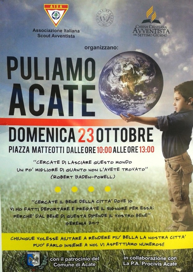 Acate. Manifestazione ecologica: Puliamo Acate”. Domenica 23 ottobre in Piazza Matteotti.