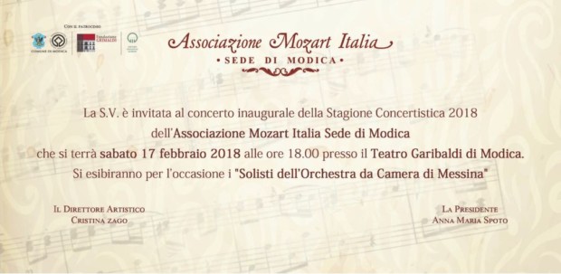 Mozart arriva a Modica: Nasce nella città della contea “L’associazione Mozart Italia – sede di Modica”